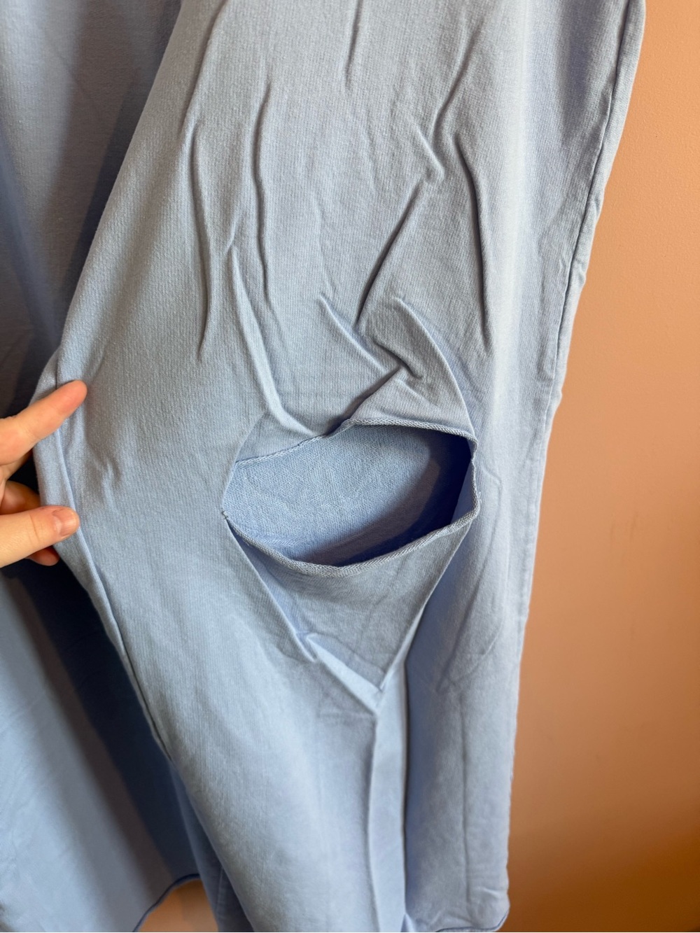 Zenana Baggy Wide Leg Sweatpants w/Hole - Picture 2 of 4